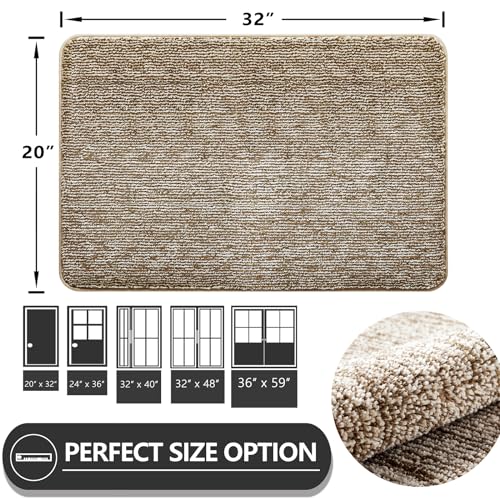 REFETONE Indoor Doormat, Front Door Mat 20"x32" Absorbent Rubber Backing Non Slip Back Door Mats, Washable Low-Profile Inside Floor Mat Door Rugs for Entryway, Resist Dirt Mud Mat for Dogs, Coffee - Image 4