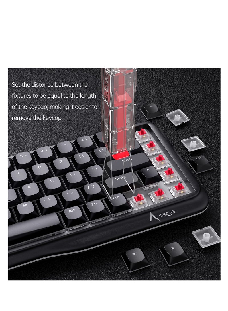 Excefore أداة سحب المفاتيح 2 في 1، أداة سحب أغطية المفاتيح للوحة المفاتيح الميكانيكية، أداة إزالة أغطية المفاتيح المصنوعة من الفولاذ المقاوم للصدأ 304، إزالة واستبدال مفاتيح وأغطية المفاتيح الخاصة بلوحة مفاتيح الألعاب بسهولة، لون أسود شفاف - Image 4