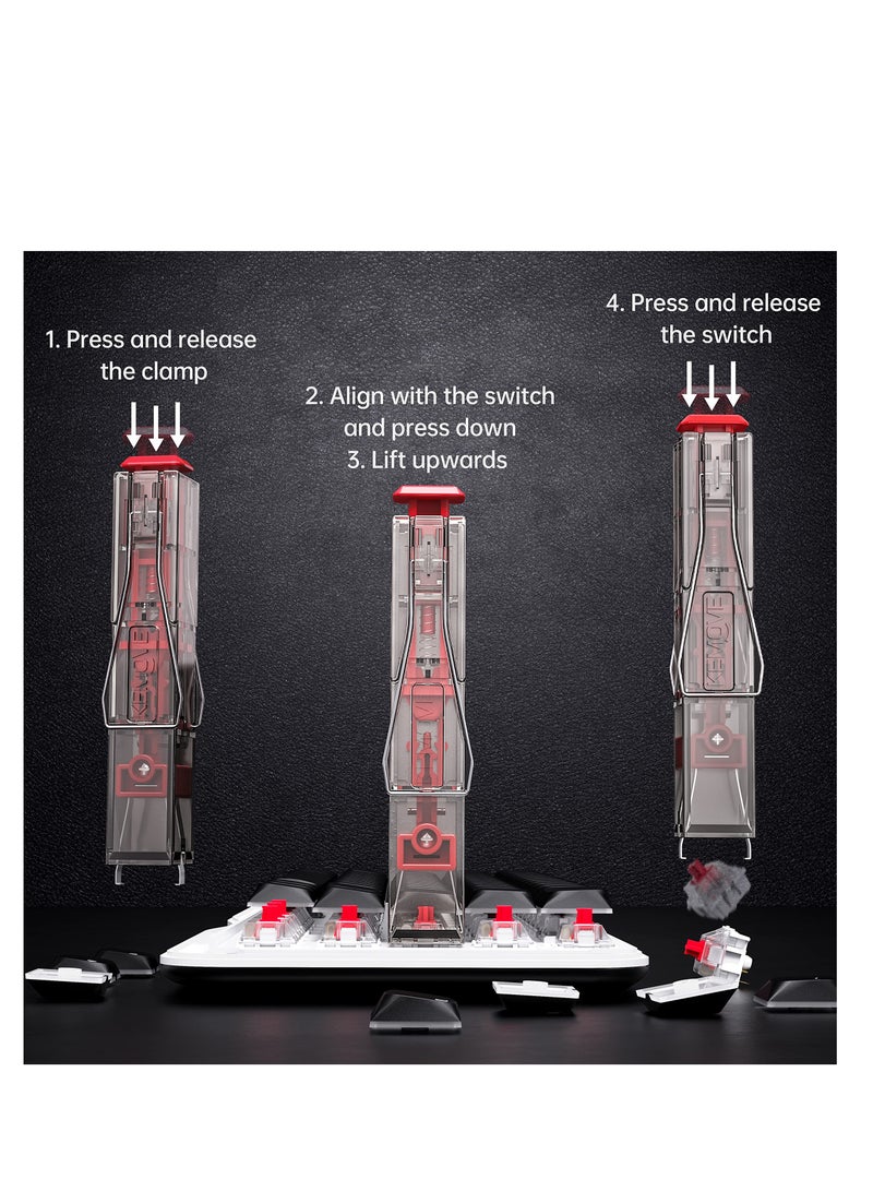 Excefore أداة سحب المفاتيح 2 في 1، أداة سحب أغطية المفاتيح للوحة المفاتيح الميكانيكية، أداة إزالة أغطية المفاتيح المصنوعة من الفولاذ المقاوم للصدأ 304، إزالة واستبدال مفاتيح وأغطية المفاتيح الخاصة بلوحة مفاتيح الألعاب بسهولة، لون أسود شفاف - Image 5