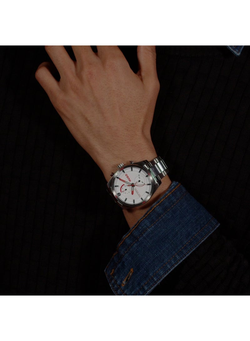 HUGO BOSS ساعة هوجو بوس للرجال بعقارب بيضاء وعلبة دائرية - 1530373  - Image 5