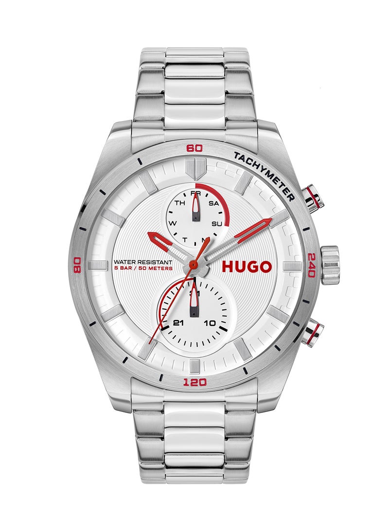 HUGO BOSS ساعة هوجو بوس للرجال بعقارب بيضاء وعلبة دائرية - 1530373  - Image 2