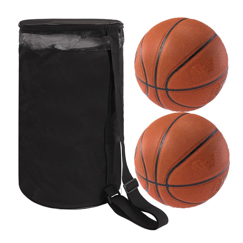 Fakeface Professional 2 Basketballs/Volleyballs/Footballs Equipment Bags Waterproof Oxford Sports Duffel Bags Lightweight Portable Gym Tote Ball Storage Bag Organizer Backpack Carrier Holder (Black) - Image 2