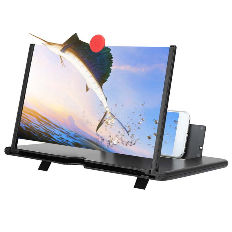 12'' 3D Phone Screen Magnifier HD Screen Amplifier PullOut Bracket for Movies Videos Games(12''  Black ) - Image 2