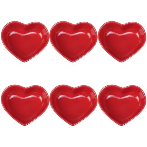 Gaolinci Heart-Shaped Multipurpose Ceramic Sauce Dish Seasoning Dishes Sushi Dipping Bowl Appetizer Plates Serving Dish Saucers Bowl(Set of 6), Multiple Colour - Image 1