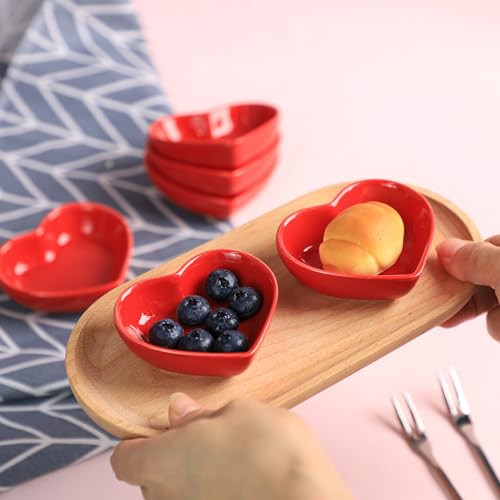 Gaolinci Heart-Shaped Multipurpose Ceramic Sauce Dish Seasoning Dishes Sushi Dipping Bowl Appetizer Plates Serving Dish Saucers Bowl(Set of 6), Multiple Colour - Image 4