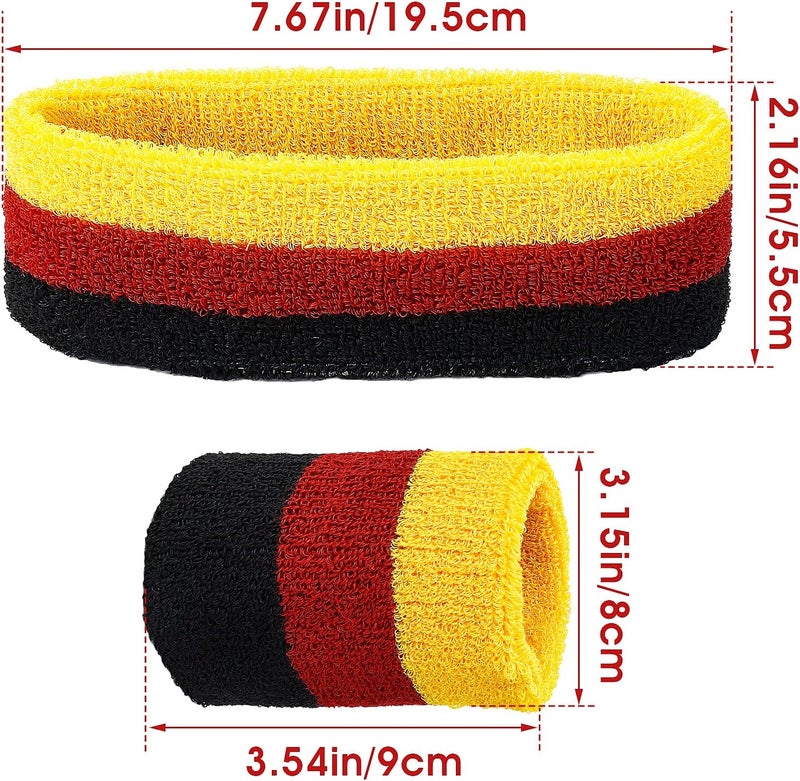 klarako Striped Sweatband Set Sports Headband Wristband Set(1 Headband and 2 Wristbands) Sweatbands for Athletic Men and Women - Image 4