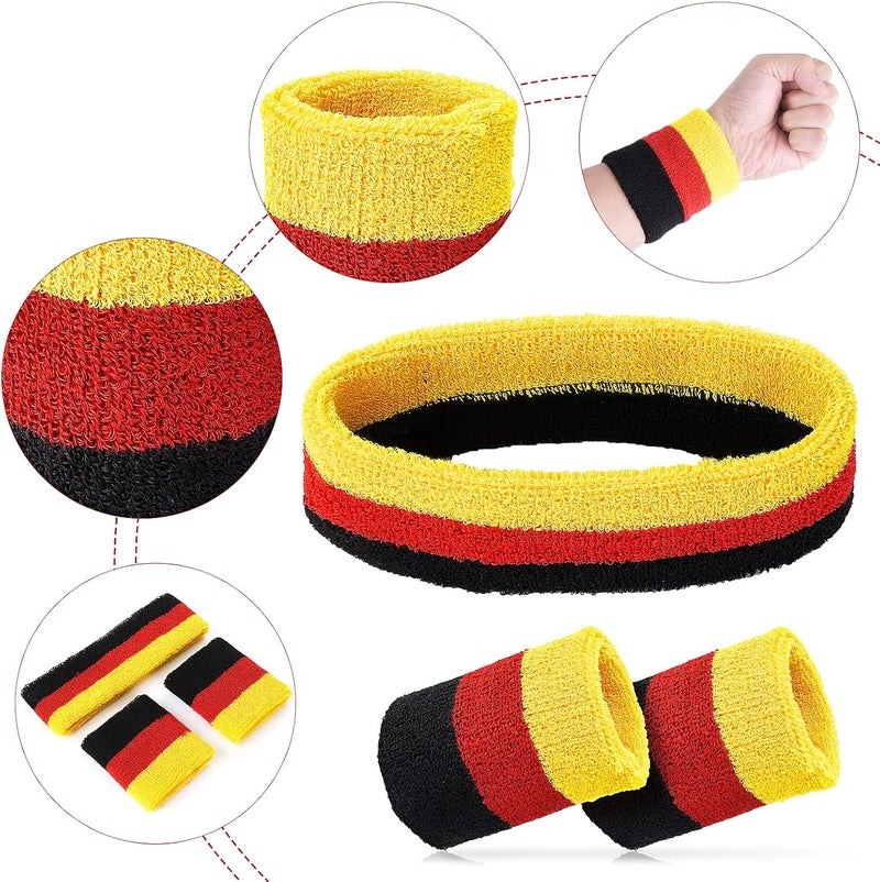 klarako Striped Sweatband Set Sports Headband Wristband Set(1 Headband and 2 Wristbands) Sweatbands for Athletic Men and Women - Image 3