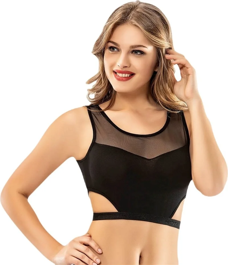 KOTA 6227 Wide Strap Tulle Women's Sports Bustier