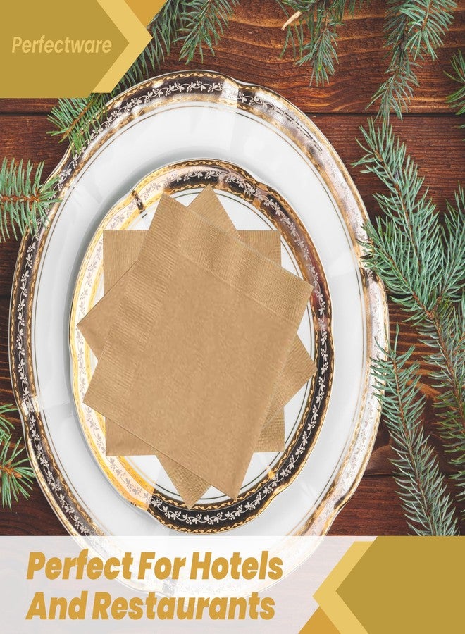 Perfectware 2 Ply Gold Beverage Napkins- Pack of 250ct - Image 3
