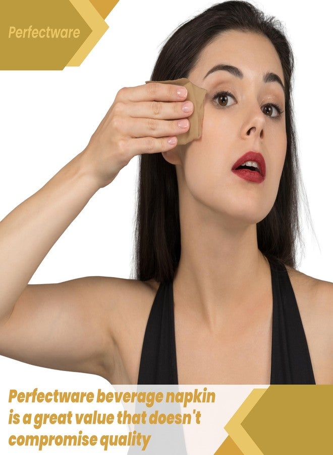 Perfectware 2 Ply Gold Beverage Napkins- Pack of 250ct - Image 4