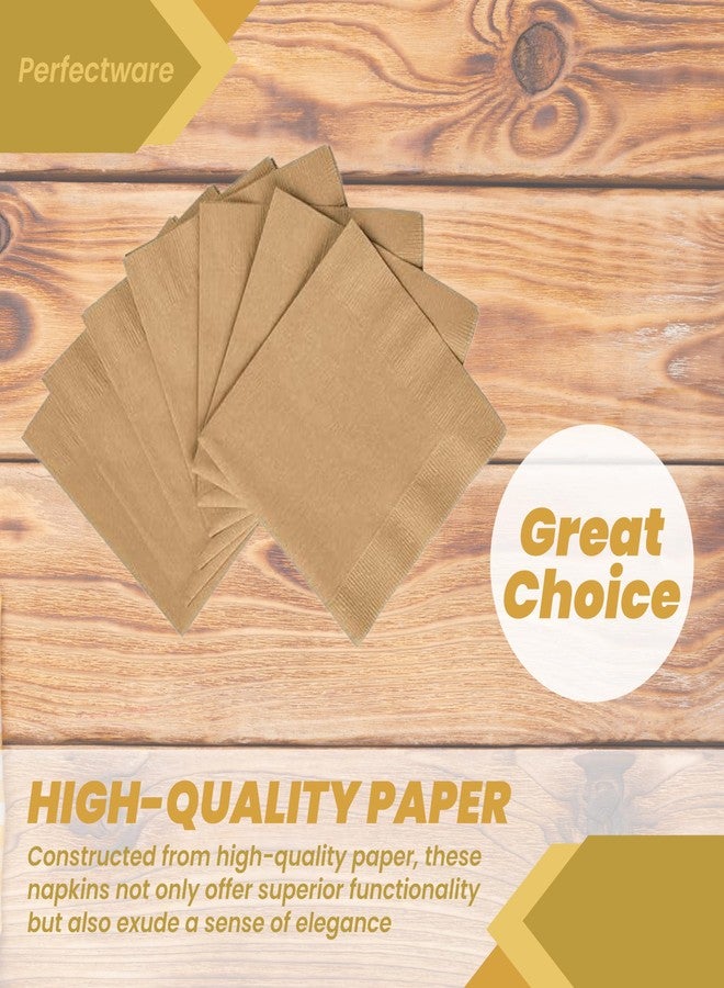 Perfectware 2 Ply Gold Beverage Napkins- Pack of 250ct - Image 2