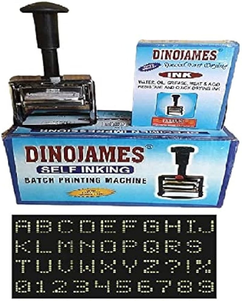 Dinojames Batch Coding Machine/Mini Printer Inkjet Font-Letter Size - 4mm (Up to 4 Lines) Grooved Dotted Printing Area- 55x30mm - Image 1