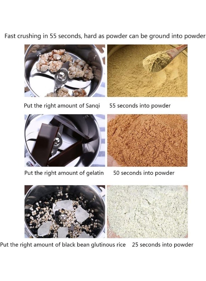 MUNTAQI Grain Mill Grinder High Speed Electric Stainless Steel Powder Machine | Professional Spice Herb Cereal Flour Mill | Fine Powder Grinder for Home & Commercial Use - Image 2