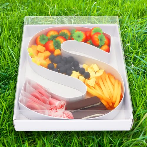 WENPACK 12.5" Cardboard Letter Shaped Mache Decorative Strawberries Fillable Sweets Candy Box with Clear Lid (White, S) - Image 3