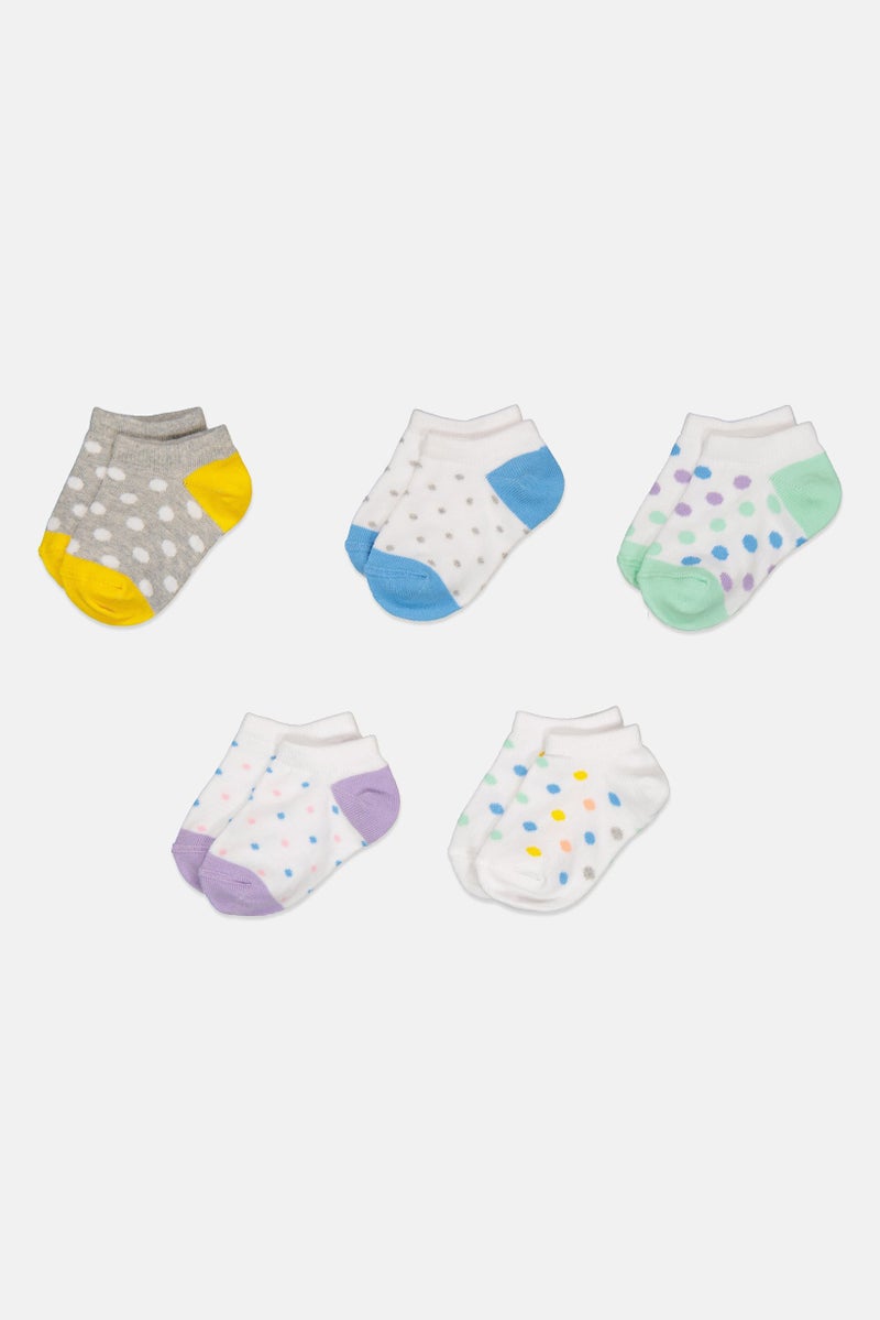 Mudd Kids Girl 5 Pairs Polka Ankle Socks, Multicolor - Image 3