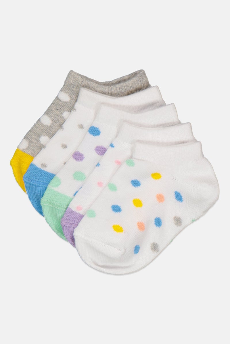 Mudd Kids Girl 5 Pairs Polka Ankle Socks, Multicolor - Image 1