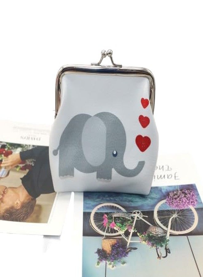 MIPPO Pu Leather Coin Purse Cute Animal Wallet Bag Change Pouch Gifts for Women Kids Girls Key Holder | Gray love elephant | - Image 1