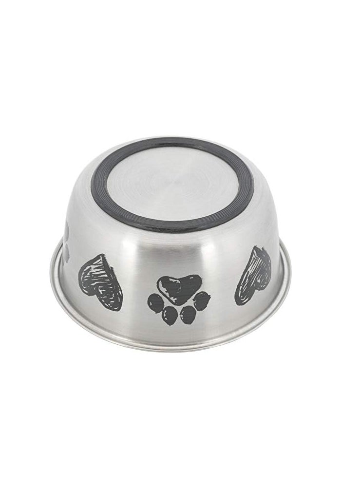 Trixie Paw & Heart Design Stainless Steel Dog Bowl - 500ML - Image 2