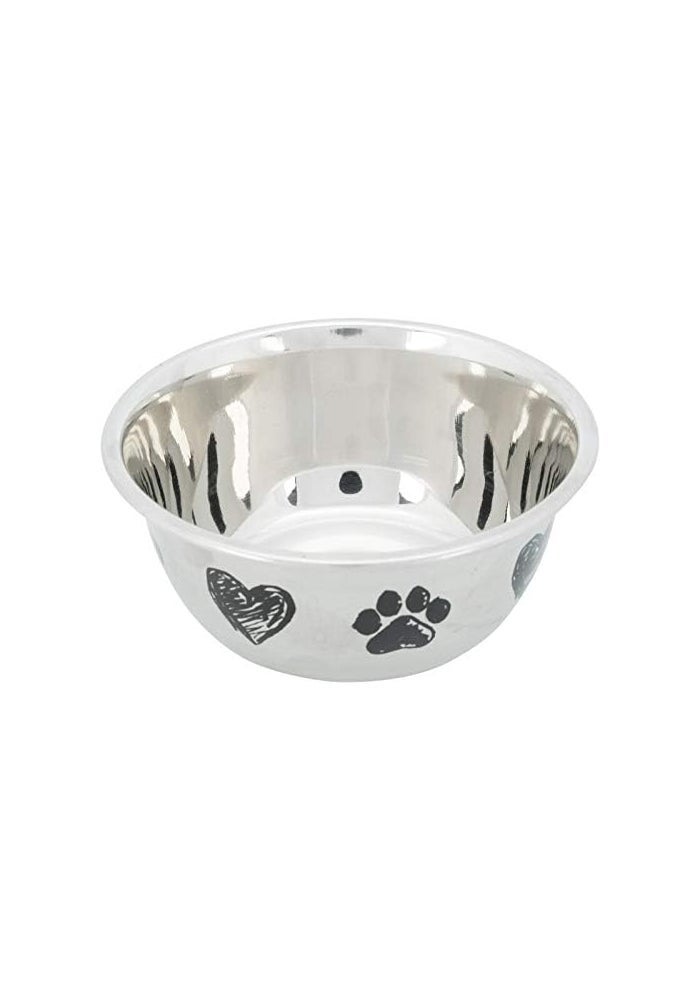 Trixie Paw & Heart Design Stainless Steel Dog Bowl - 500ML - Image 1
