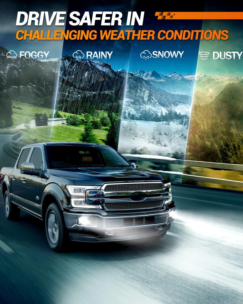 SEALIGHT 9006/HB4 LED Bulbs, HB4 Fog Light Bulb, 12000LM 800% Super Brightness, 6500K Cool White, 360° Adjustable Ring LED Fog Lights for Car, 60000 Hours Lifespan, Pack of 2 - Image 4