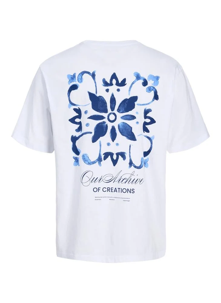 JACK & JONES Bright White JJART Print Loose fit T-shirt for Men | Best Price UAE