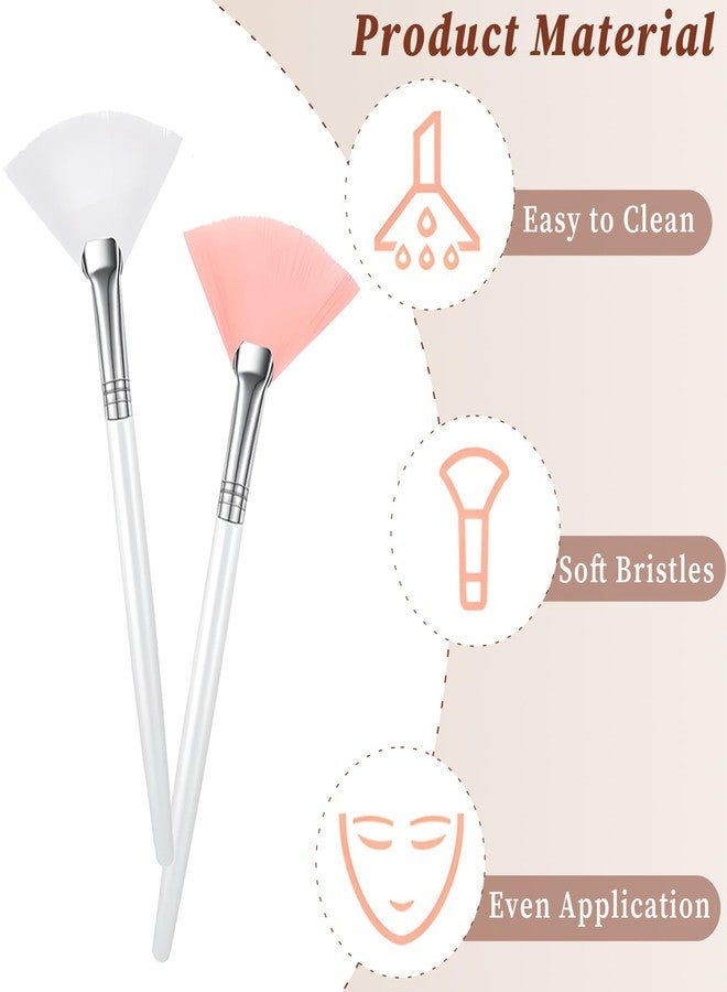Zoolinn Facial Fan Brushes Set of 6- Pink & White, Soft Face Mask Applicator Brushes for Estheticians, Flat Head Makeup Tools for Women & Girls - Image 4