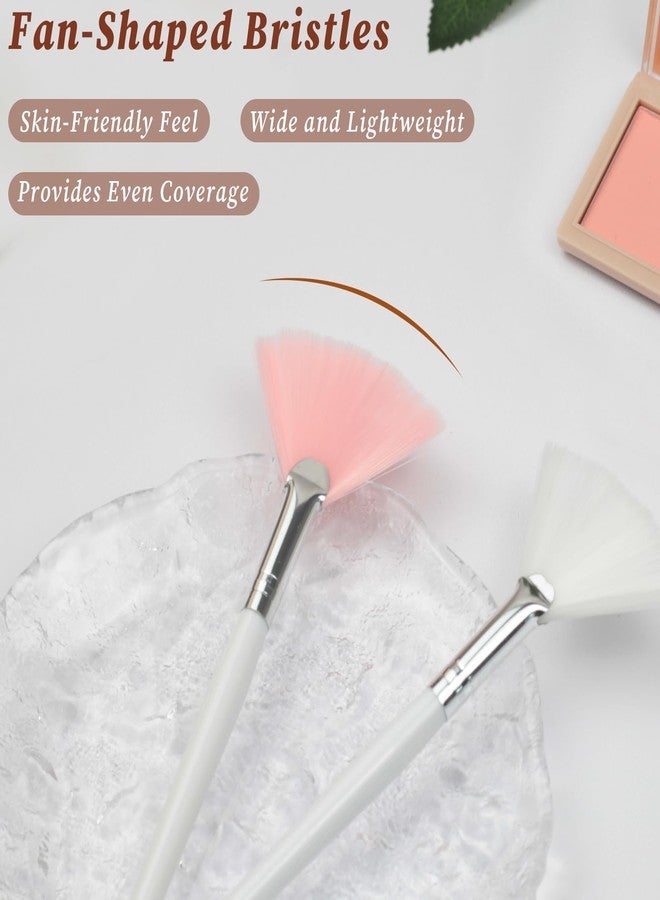 Zoolinn Facial Fan Brushes Set of 6- Pink & White, Soft Face Mask Applicator Brushes for Estheticians, Flat Head Makeup Tools for Women & Girls - Image 5