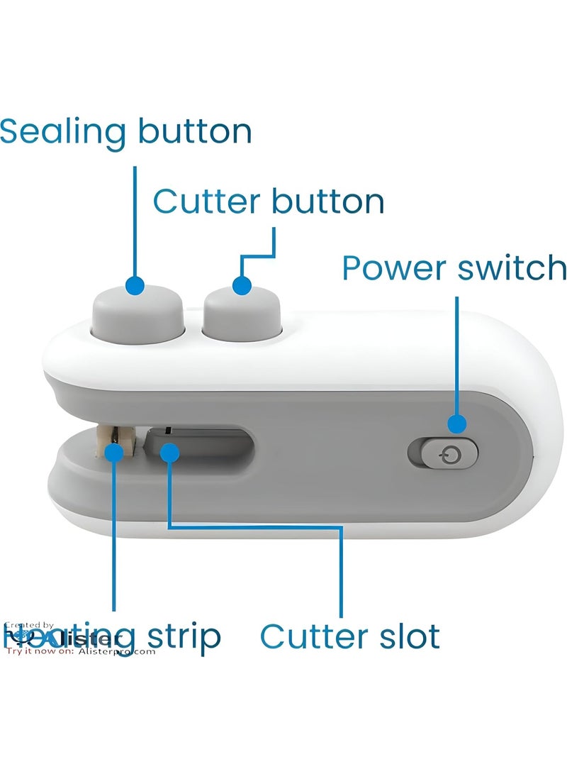 Small 2-in-1 Bag Sealer, Rechargeable with USB Type-C Port: Seal snacks and meals and keep them while on the go - Image 4