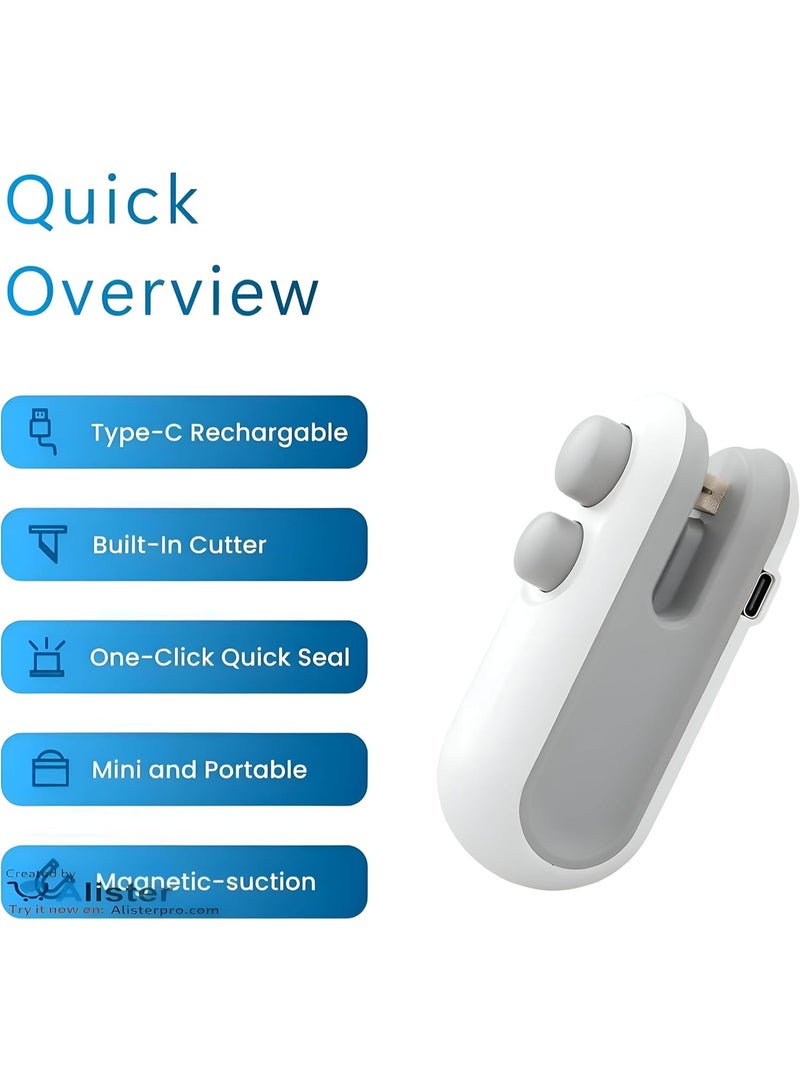 Small 2-in-1 Bag Sealer, Rechargeable with USB Type-C Port: Seal snacks and meals and keep them while on the go - Image 5