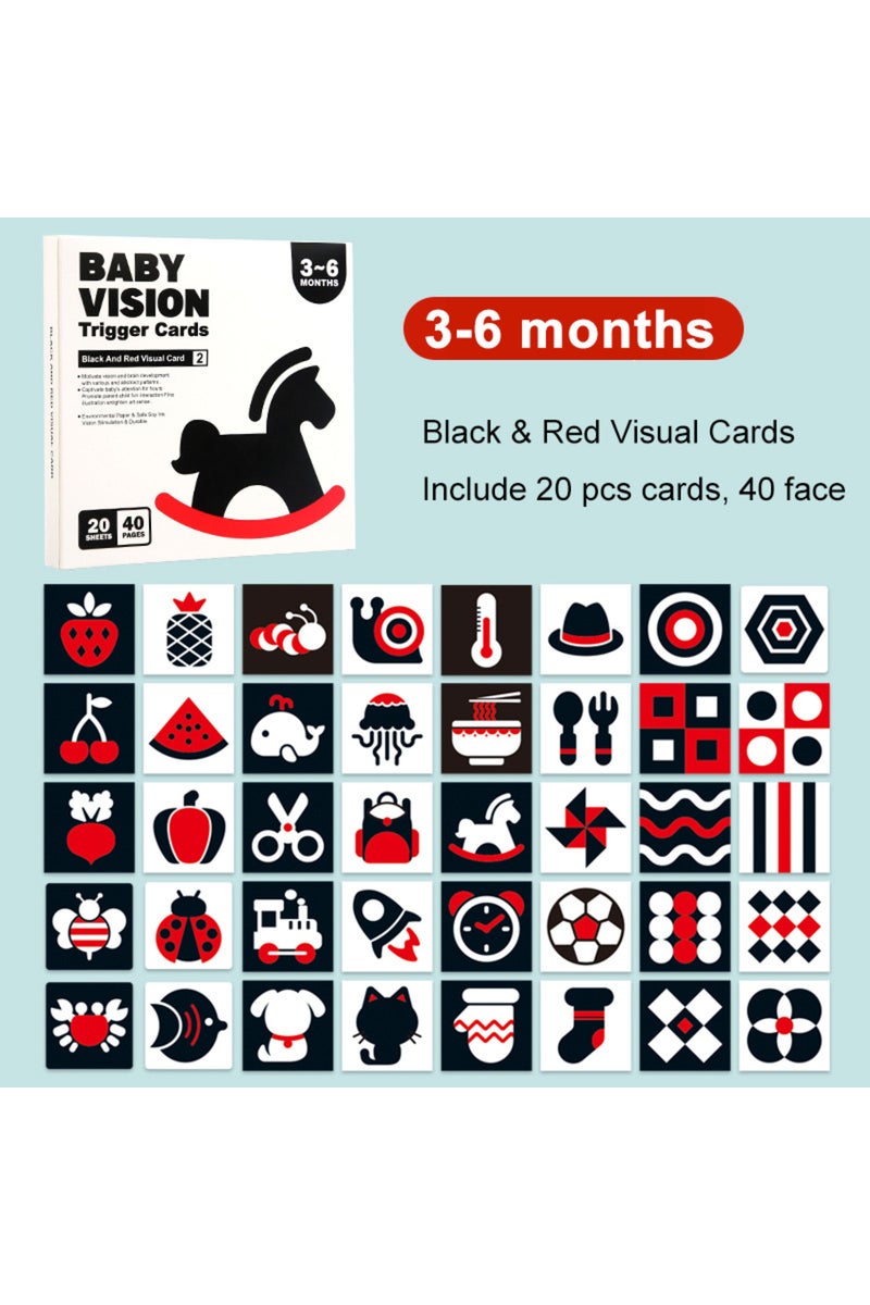 3-6 months Baby Montessori Toys Black White Flash Cards High Contrast Visual Stimulation Colour Card