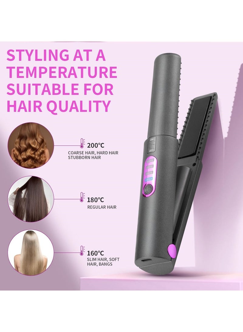 AL RAID 2 in 1 Cordless Hair Straightener and Curler Mini Portable Rechargable Travel Wireless Flat Iron Fast Heat Up Anti-Scald 3-Level Temperatures Straightener for Swift Smooth and Glossy Hair - Image 4