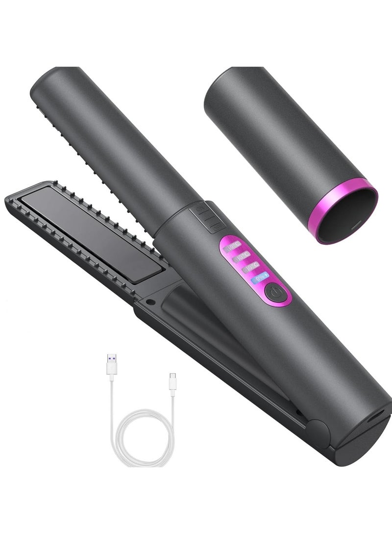 AL RAID 2 in 1 Cordless Hair Straightener and Curler Mini Portable Rechargable Travel Wireless Flat Iron Fast Heat Up Anti-Scald 3-Level Temperatures Straightener for Swift Smooth and Glossy Hair - Image 1