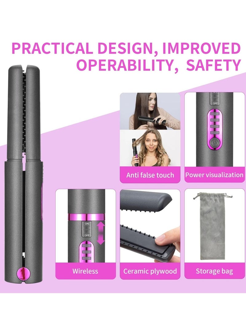 AL RAID 2 in 1 Cordless Hair Straightener and Curler Mini Portable Rechargable Travel Wireless Flat Iron Fast Heat Up Anti-Scald 3-Level Temperatures Straightener for Swift Smooth and Glossy Hair - Image 5