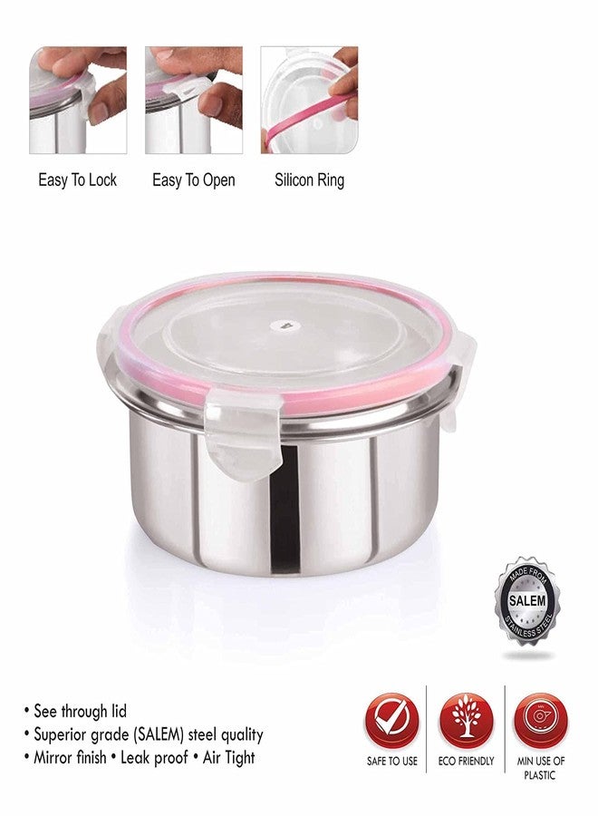 Entisia Stainless Steel Click & Seal Food Container - 1 Pcs Multipurpose Leakproof Tiffin Container Box with Lid, Air Tight Food Container Use for Home Kitchen, Travel, School (Capacity 500ml) - Image 3