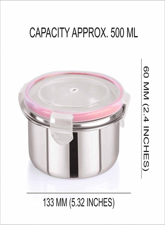 Entisia Stainless Steel Click & Seal Food Container - 1 Pcs Multipurpose Leakproof Tiffin Container Box with Lid, Air Tight Food Container Use for Home Kitchen, Travel, School (Capacity 500ml) - Image 2