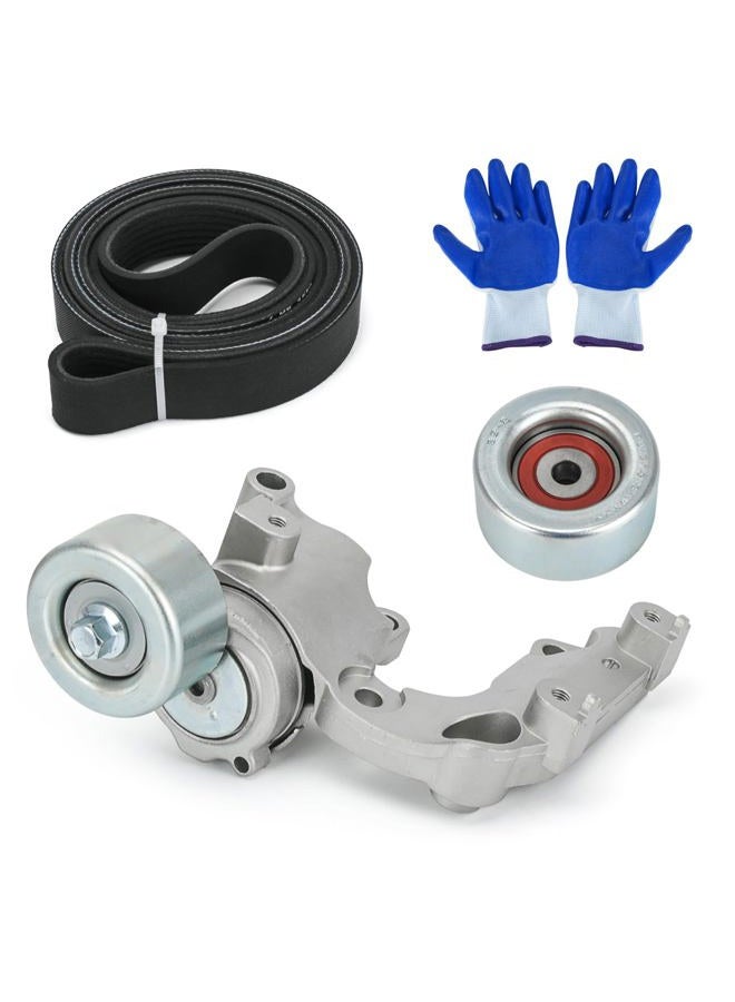 FQRANBO Drive Belt Tensioner and Idler Pulley Serpentine Belt Kit Compatible with Lexus IS250 ES350 Rx350 for Toyota Avalon Rav4 Sienna Camry Highlander Venza 3.5L V6 Replace 89374 7PK1550 1662031021 - Image 1