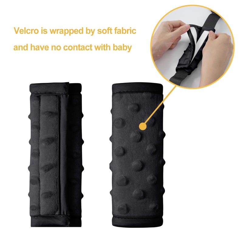 Pro Goleem Car Seat Strap Covers for Babies Soft Car Seat Strap Shoulder Pads for All Car Seats, Stroller, Pushcar, Black - Image 5
