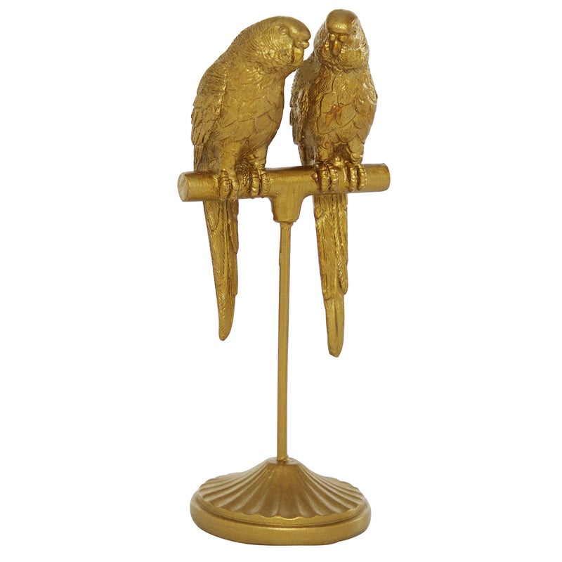 Deco 79 Polystone Parrot Decorative Sculpture Home Decor Statue, Accent Figurine 3" x 3" x 9", Gold - Image 2