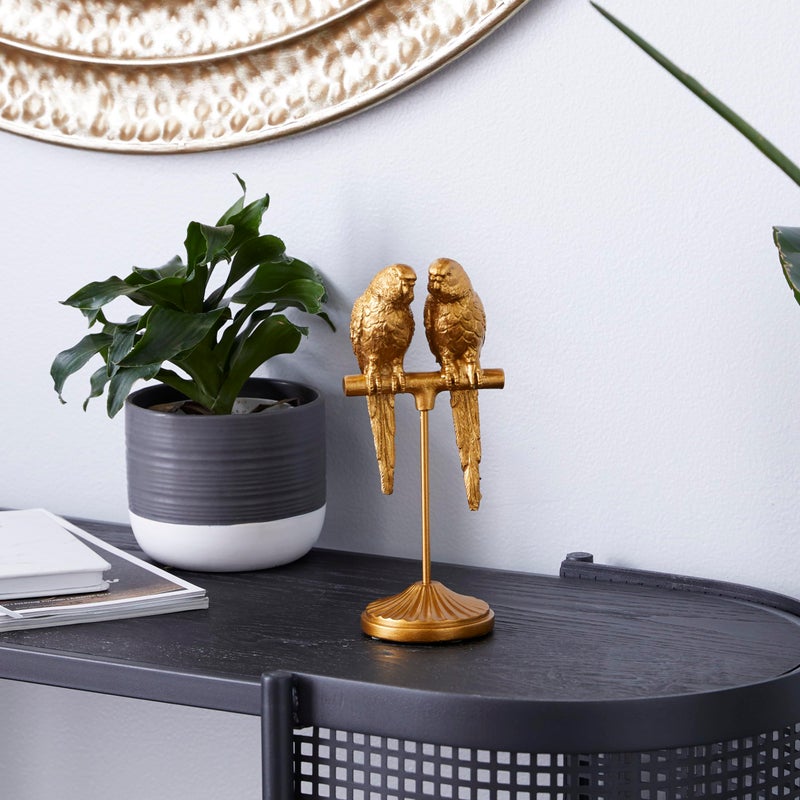 Deco 79 Polystone Parrot Decorative Sculpture Home Decor Statue, Accent Figurine 3" x 3" x 9", Gold - Image 5