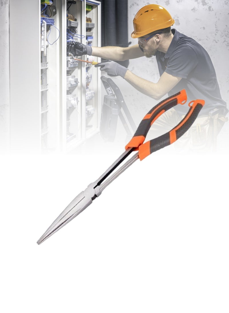 LOOPITYS Professional 28cm long pointed tip clamp with insulated handle for safe electrical operations - Image 1