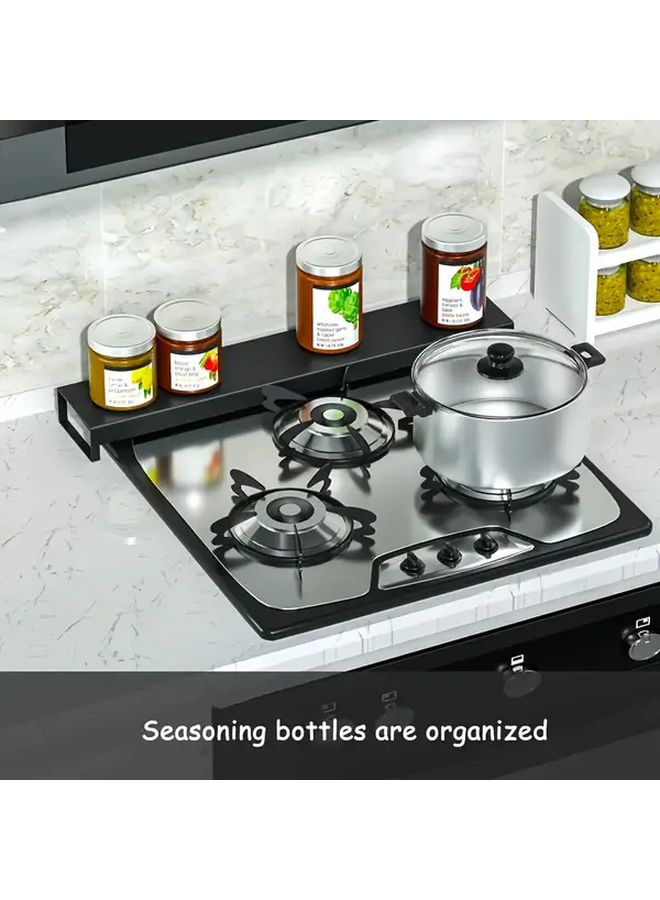 Heavy Duty Gas Electric Stove Exhaust Cover Rack Black Retractable Space Saving No Installation Needed - Image 5