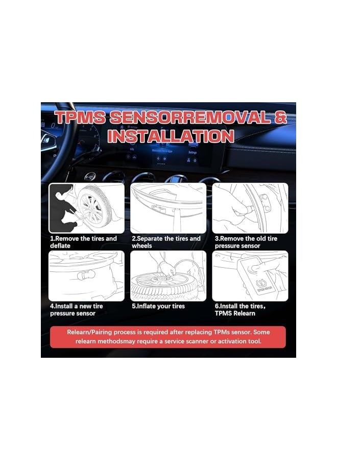 Topleo 433MHz TPMS Sensor Set of 4, Compatible with Mercedes-Benz A B C CL CLA CLK Class 2007-2016, Tire Pressure Monitoring System Replacement for A0009051804 A0009050030 - Image 5