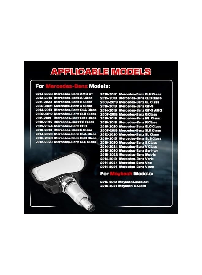 Topleo 433MHz TPMS Sensor Set of 4, Compatible with Mercedes-Benz A B C CL CLA CLK Class 2007-2016, Tire Pressure Monitoring System Replacement for A0009051804 A0009050030 - Image 4