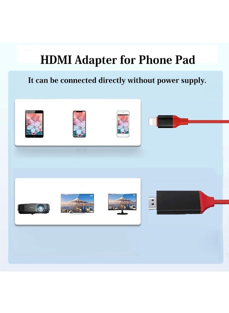 【معتمد من Apple MFi】 محول Lightning إلى HDMI للهاتف إلى التلفاز متوافق مع iPhone 14/13/12/11/X/8/ موصل شاشة iPad متصل مباشرة على HDTV/شاشة عرض/بروجيكتور بدون الحاجة إلى مصدر طاقة - Image 2