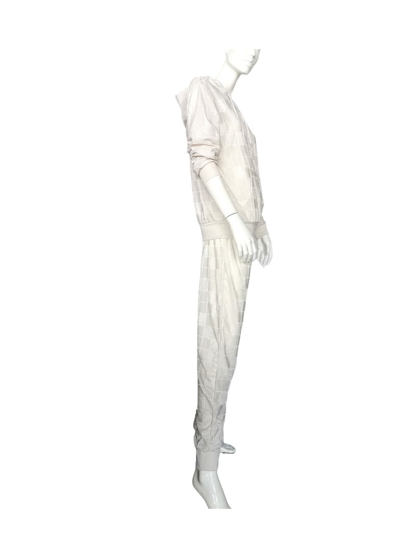 Sana'a Kayum Off White Jacquard Textured Hoodie And Track Set  - Image 2