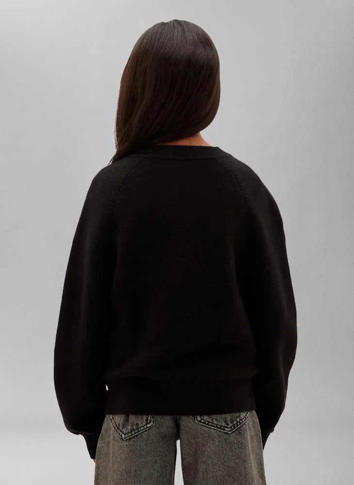 Calvin Klein Jeans Pvh Black Monologo Embroidery Crew Neck Jumper for Women | Best Price UAE