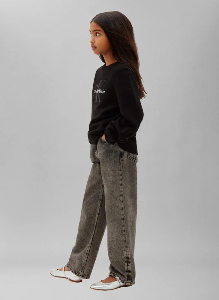 Calvin Klein Jeans Pvh Black Monologo Embroidery Crew Neck Jumper for Women | Best Price UAE