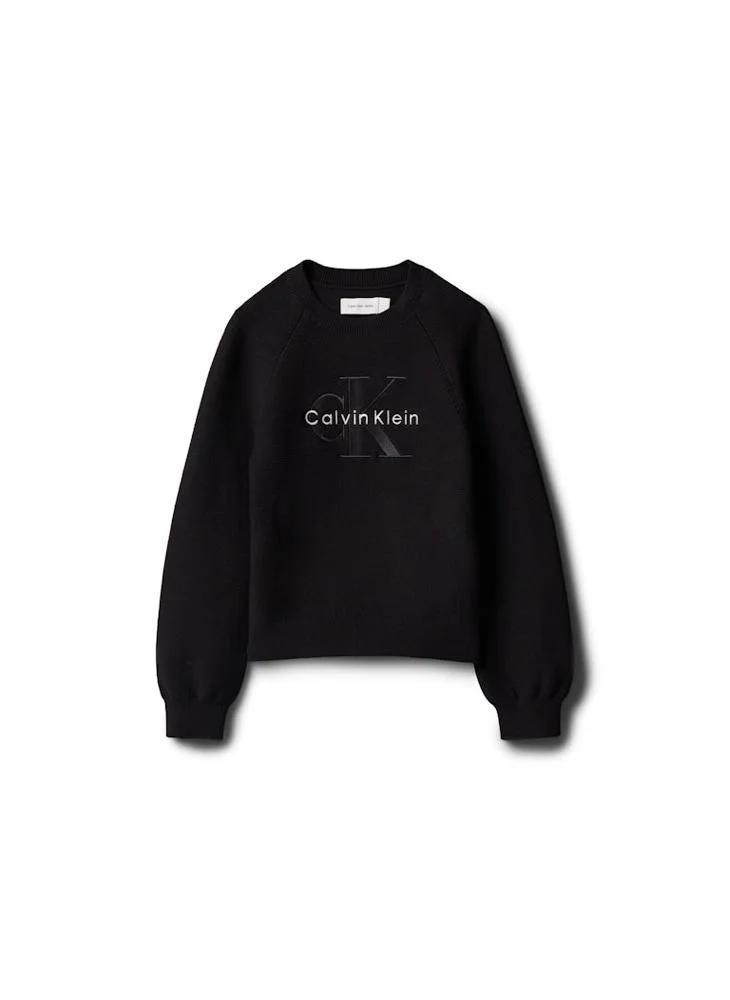 Calvin Klein Jeans Pvh Black Monologo Embroidery Crew Neck Jumper for Women | Best Price UAE