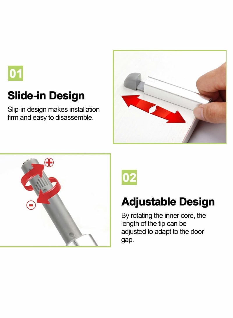 Zikra Magnetic Touch Latch, Magnetic Door Catch Push to Open Latch Adjustable Magnetic Cabinet Closures Release Catches Damper for Kitchen Closet Wardrobe Cupboard Cabinet Door Wardrobe (6Pcs Silver) - Image 4