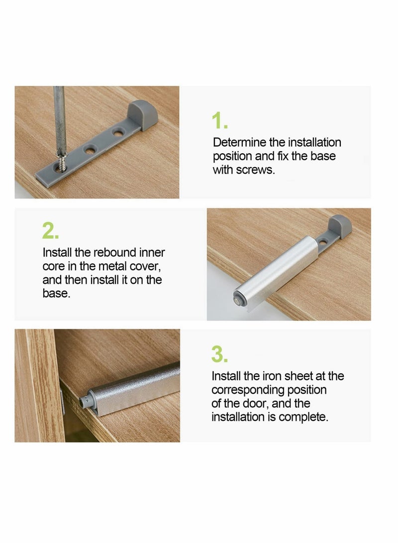 Zikra Magnetic Touch Latch, Magnetic Door Catch Push to Open Latch Adjustable Magnetic Cabinet Closures Release Catches Damper for Kitchen Closet Wardrobe Cupboard Cabinet Door Wardrobe (6Pcs Silver) - Image 5